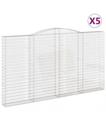 vidaXL Arched Gabion Baskets 5 pcs 400x30x220/240 cm Galvanised Iron