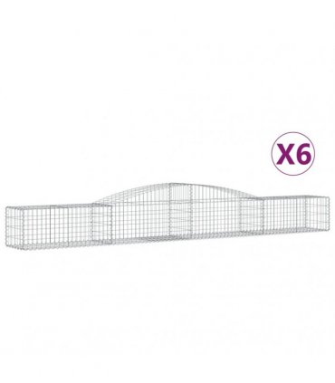 vidaXL Arched Gabion Baskets 6 pcs 400x50x40/60 cm Galvanised Iron