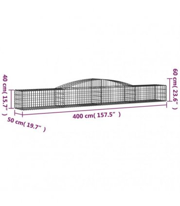 vidaXL Arched Gabion Baskets 9 pcs 400x50x40/60 cm Galvanised Iron