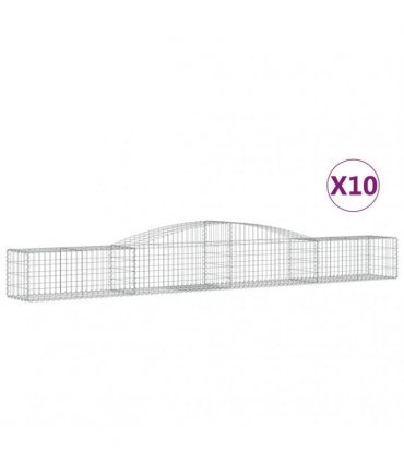vidaXL Arched Gabion Baskets 10 pcs 400x50x40/60 cm Galvanised Iron