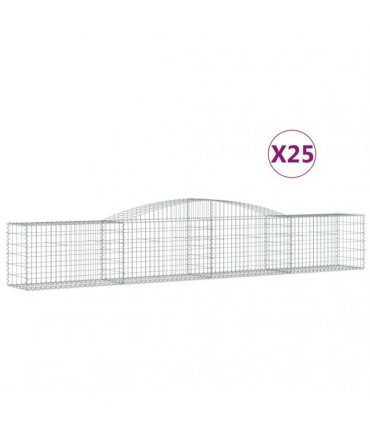 vidaXL Arched Gabion Baskets 25 pcs 400x50x60/80 cm Galvanised Iron