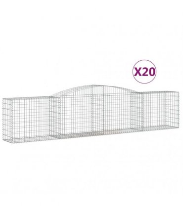 vidaXL Arched Gabion Baskets 20 pcs 400x50x80/100 cm Galvanised Iron