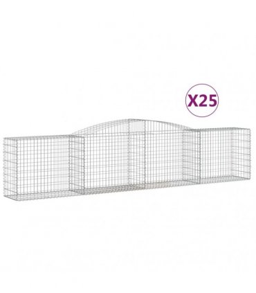 vidaXL Arched Gabion Baskets 25 pcs 400x50x80/100 cm Galvanised Iron