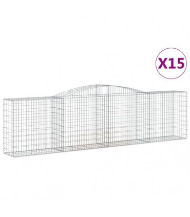 vidaXL Arched Gabion Baskets 15 pcs 400x50x100/120 cm Galvanised Iron