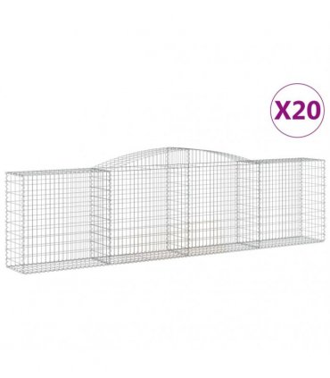 vidaXL Arched Gabion Baskets 20 pcs 400x50x100/120 cm Galvanised Iron