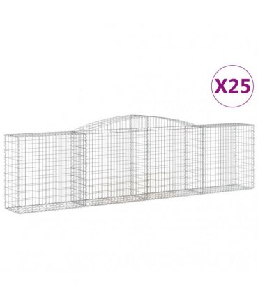 vidaXL Arched Gabion Baskets 25 pcs 400x50x100/120 cm Galvanised Iron