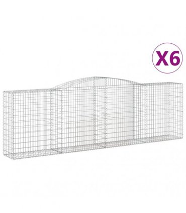 vidaXL Arched Gabion Baskets 6 pcs 400x50x120/140 cm Galvanised Iron