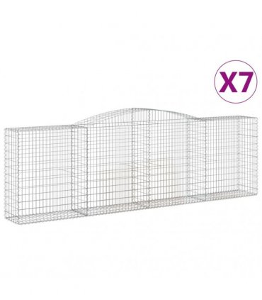 vidaXL Arched Gabion Baskets 7 pcs 400x50x120/140 cm Galvanised Iron
