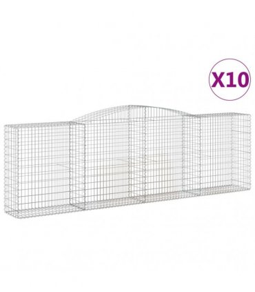vidaXL Arched Gabion Baskets 10 pcs 400x50x120/140 cm Galvanised Iron