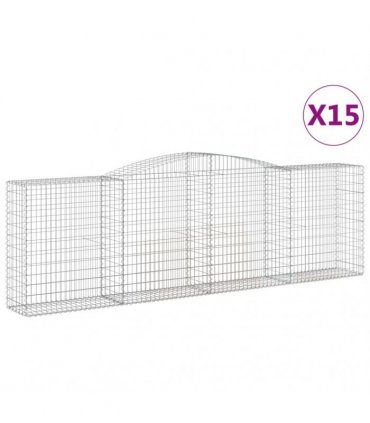 vidaXL Arched Gabion Baskets 15 pcs 400x50x120/140 cm Galvanised Iron