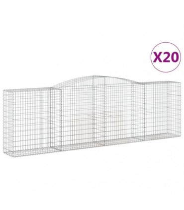 vidaXL Arched Gabion Baskets 20 pcs 400x50x120/140 cm Galvanised Iron