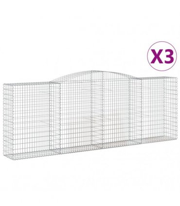 vidaXL Arched Gabion Baskets 3 pcs 400x50x140/160 cm Galvanised Iron