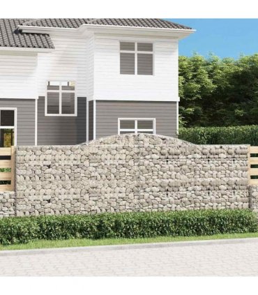vidaXL Arched Gabion Baskets 5 pcs 400x50x140/160 cm Galvanised Iron