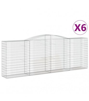 vidaXL Arched Gabion Baskets 6 pcs 400x50x140/160 cm Galvanised Iron