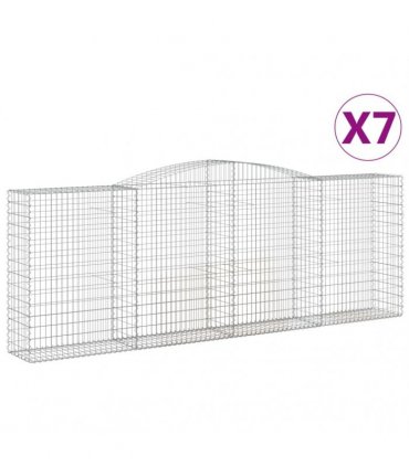 vidaXL Arched Gabion Baskets 7 pcs 400x50x140/160 cm Galvanised Iron