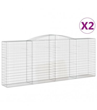 vidaXL Arched Gabion Baskets 2 pcs 400x50x160/180 cm Galvanised Iron