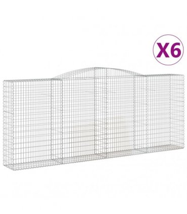 vidaXL Arched Gabion Baskets 6 pcs 400x50x160/180 cm Galvanised Iron
