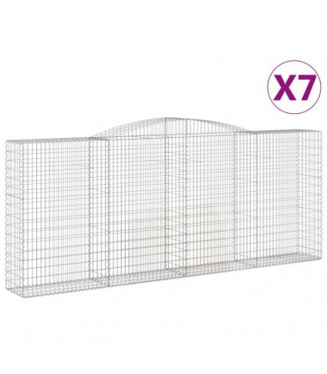 vidaXL Arched Gabion Baskets 7 pcs 400x50x160/180 cm Galvanised Iron
