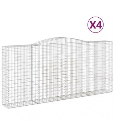 vidaXL Arched Gabion Baskets 4 pcs 400x50x180/200 cm Galvanised Iron