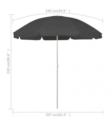 vidaXL Beach Parasol Anthracite 240 cm