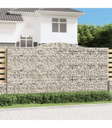 vidaXL Arched Gabion Baskets 2 pcs 400x50x200/220 cm Galvanised Iron