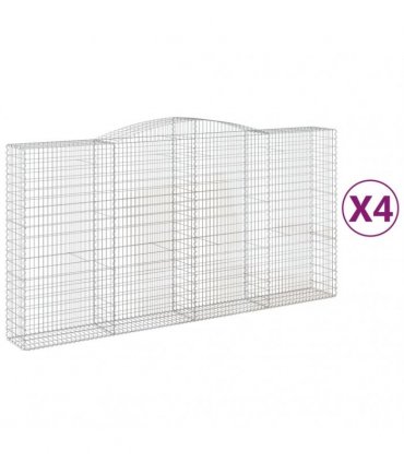 vidaXL Arched Gabion Baskets 4 pcs 400x50x200/220 cm Galvanised Iron
