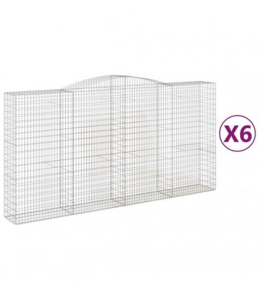 vidaXL Arched Gabion Baskets 6 pcs 400x50x200/220 cm Galvanised Iron