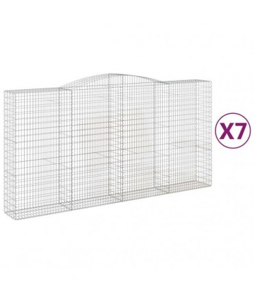 vidaXL Arched Gabion Baskets 7 pcs 400x50x200/220 cm Galvanised Iron