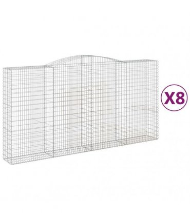 vidaXL Arched Gabion Baskets 8 pcs 400x50x200/220 cm Galvanised Iron