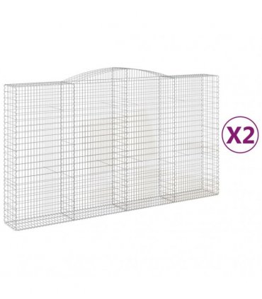 vidaXL Arched Gabion Baskets 2 pcs 400x50x220/240 cm Galvanised Iron