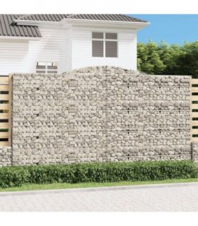 vidaXL Arched Gabion Baskets 4 pcs 400x50x220/240 cm Galvanised Iron