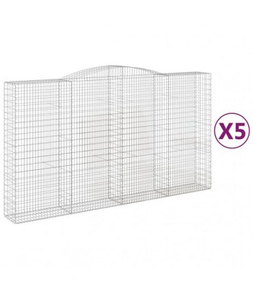vidaXL Arched Gabion Baskets 5 pcs 400x50x220/240 cm Galvanised Iron
