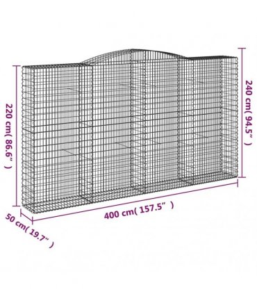 vidaXL Arched Gabion Baskets 5 pcs 400x50x220/240 cm Galvanised Iron