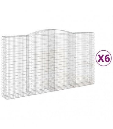 vidaXL Arched Gabion Baskets 6 pcs 400x50x220/240 cm Galvanised Iron
