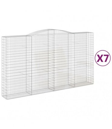 vidaXL Arched Gabion Baskets 7 pcs 400x50x220/240 cm Galvanised Iron