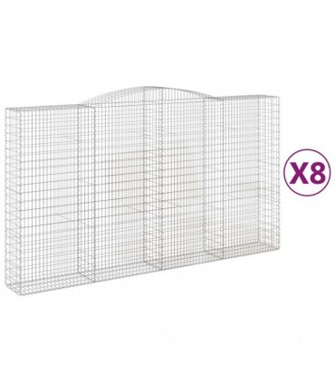vidaXL Arched Gabion Baskets 8 pcs 400x50x220/240 cm Galvanised Iron