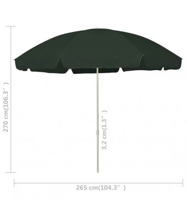 vidaXL Beach Parasol Green 300 cm