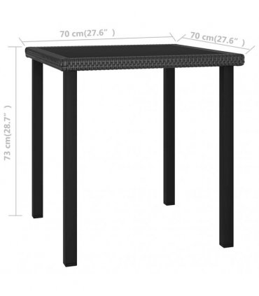 vidaXL Garden Dining Table Black 70x70x73 cm Poly Rattan