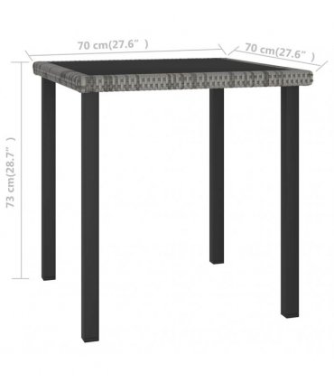 vidaXL Garden Dining Table Grey 70x70x73 cm Poly Rattan