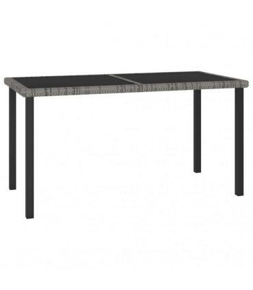vidaXL Garden Dining Table Grey 140x70x73 cm Poly Rattan