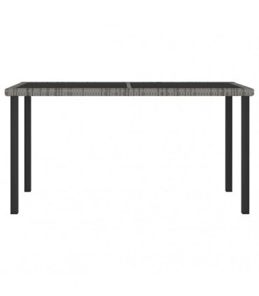 vidaXL Garden Dining Table Grey 140x70x73 cm Poly Rattan