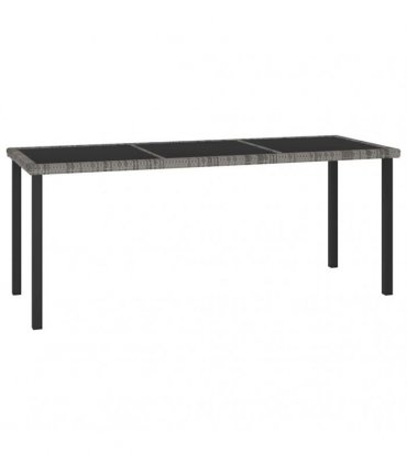 vidaXL Garden Dining Table Grey 180x70x73 cm Poly Rattan