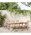 vidaXL Folding Chairs 8 pcs Steel and Solid Wood Acacia