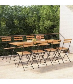 vidaXL Folding Chairs 8 pcs Solid Wood Teak and Steel