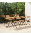 vidaXL Folding Chairs 8 pcs Solid Wood Teak and Steel