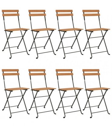 vidaXL Folding Chairs 8 pcs Solid Wood Teak and Steel