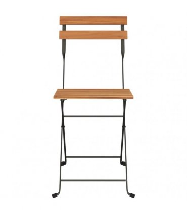 vidaXL Folding Chairs 8 pcs Solid Wood Teak and Steel