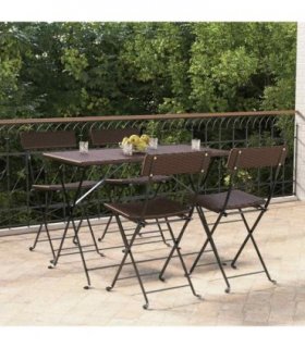 vidaXL Folding Chairs 4 pcs Brown Poly Rattan and Steel