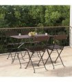 vidaXL Folding Chairs 4 pcs Brown Poly Rattan and Steel