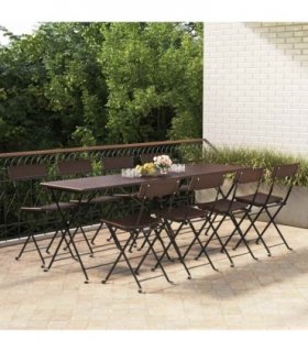 vidaXL Folding Chairs 8 pcs Brown Poly Rattan and Steel